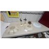 Image 1 : Vintage Ceiling Light Fixtures and Shades: 2 Glass Shades, 2 Light Fixtures