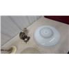 Image 2 : Vintage Ceiling Light Fixtures and Shades: 2 Glass Shades, 2 Light Fixtures