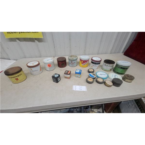 Vintage Tobacco Tins: Dominion, Matinee, Player's, Old Chum, Ogden's, Vogue