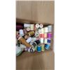 Image 3 : Box of Assorted Spools of sewing Thread, Some on Wooden Spools, Some Plastic
