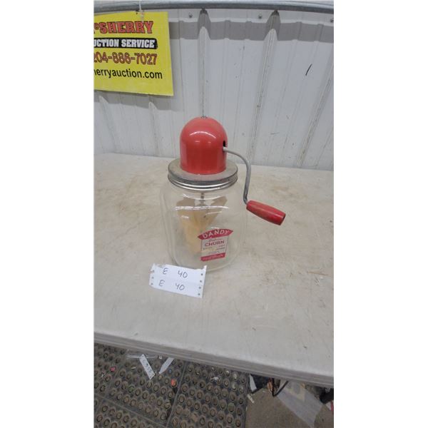 Dandy Deluxe Churn Butter Maker, Glass Jar, Red Handle and Top