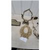Image 4 : Assorted Brass and Metal Decor: Ornate Frames, Wall Plaque, Half-Round Tray
