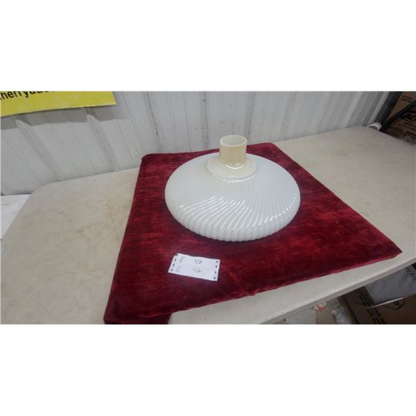 White Ribbed Glass Light Shade with Amber, for Floor Lamp Torchiere
