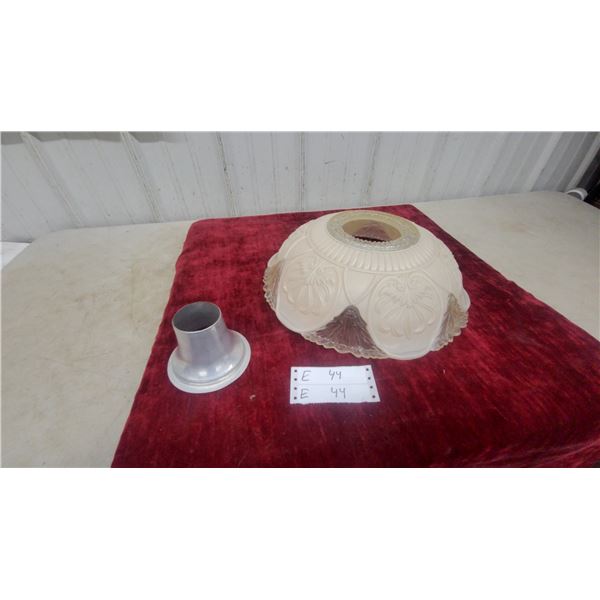 Vintage Glass Lamp Shade and Aluminum Vent, for Floor Torchiere