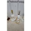 Image 2 : Assorted Vintage Table Lamps: 7 Lamps, Clear Glass, Figurine, and Milk Glass Globe