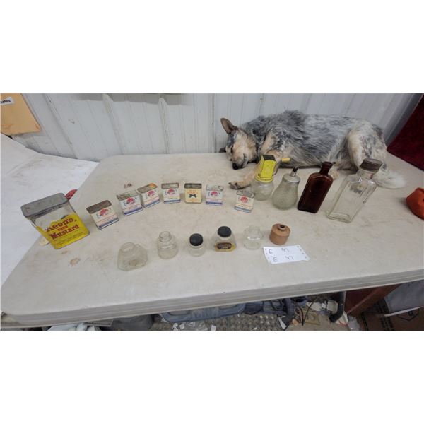 Vintage Spice Tins, Bottles, and Keens Mustard Tin ink wells