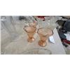 Image 2 : Assorted Glassware: Clear Leaf Dishes, Amber Vases, and Compotes