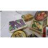 Image 4 : Assorted Vintage Decorative Tins: Round, Rectangular, and Octagonal, with Various Scenes