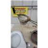 Image 3 : Vintage Enamelware Bedpan, juice strainer, hide scraper