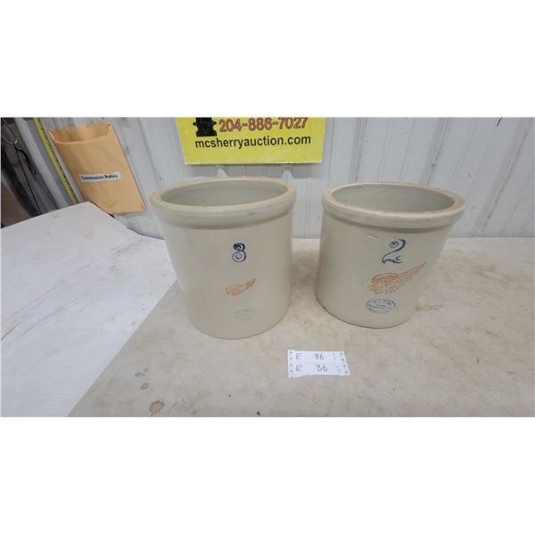 Two Red Wing Union Stoneware Co. Crocks: 2 Gallon and 3 Gallon