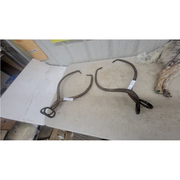 Two Pairs of Antique Iron ice Tongs