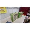 Image 7 : Two Green Multi-Drawer Organizers with hardware, Blue fishing box