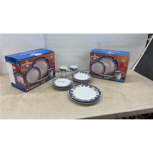 Two Royal Heritage Christmas Time Collection 16-Piece Dinnerware Sets