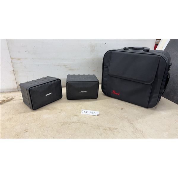 Two Bose Model 101 Music Monitor Speakers, 1984, and Pearl Carrying Case