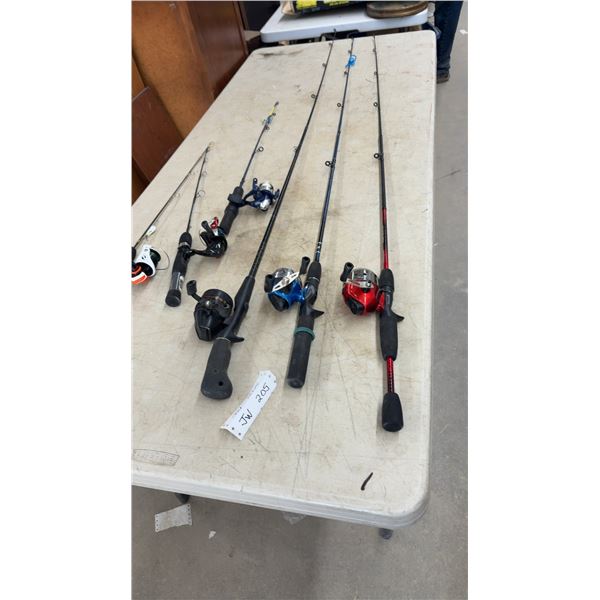 Assortment of Ice Fishing Rod and Reel Combos, 6 Rods and 6 Reels