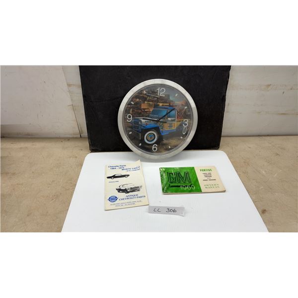 Tow Truck Wall Clock, Chevelle Parts Catalogue and 1969 Pontiac Owner's Manual