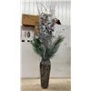 Image 3 : Floral Arrangement in Urn, Tall Vase with Pine Arrangement 60” Tall and Brass Table Lamp with