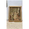 Image 1 : Framed Rococo-Style Tapestry Reproduction Depicting 18th-Century Interior Scene With Figures