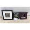 Image 1 : Set of 3 Decorative Framed Shadow Boxes With Brooch, Feather, and Metallic Ornaments, Largest
