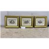Image 1 : Three Framed Cross-Stitch Garden Scene Artworks in Ornate Gold Frames, 13 1/2 × 11 1/2”
