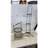 Image 1 : Two-Tier Glass Serving Stand, 21 × 15 × 12” and Tall Three-Tier Metal Display Easel, 43” Tall