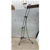 Image 3 : Two-Tier Glass Serving Stand, 21 × 15 × 12” and Tall Three-Tier Metal Display Easel, 43” Tall