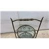Image 7 : Two-Tier Glass Serving Stand, 21 × 15 × 12” and Tall Three-Tier Metal Display Easel, 43” Tall