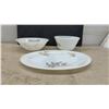 Image 2 : 22 Pieces Federal / Fire-King Golden Bamboo Milk Glass Dinnerware Set, Plates, Bowls, Cups