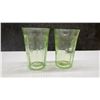 Image 3 : Green Depression Glass (May contain Uranium) Tumblers, Lidded Candy Jar and Cookie Jar
