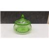 Image 4 : Green Depression Glass (May contain Uranium) Tumblers, Lidded Candy Jar and Cookie Jar