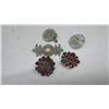 Image 4 : Vintage Brooches, Silver Plated Ladies Compact Mirror and Decorative Gem Box