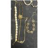 Image 3 : Assortment of Vintage Costume Jewelry Including Necklaces, Clip On Earrings, Charm Bracelet, and