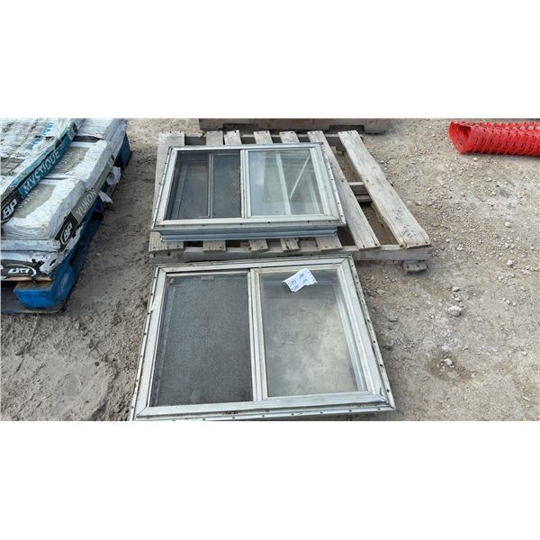 Two Aluminum-Framed Sliding Windows with Screens, 30 × 24”
