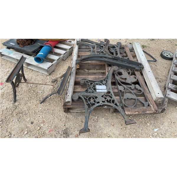 Pallet Lot: Ornate Cast Iron Garden Bench Ends with Floral, Scrollwork 4, Back