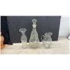 Image 2 : Assorted Vintage Glassware Including Etched Decanter, Carnival Glass Vase, Bowls, Shakers