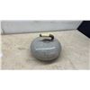 Image 2 : Antique Grey Granite Curling Stone with Curved Metal Handle and Bone Grip