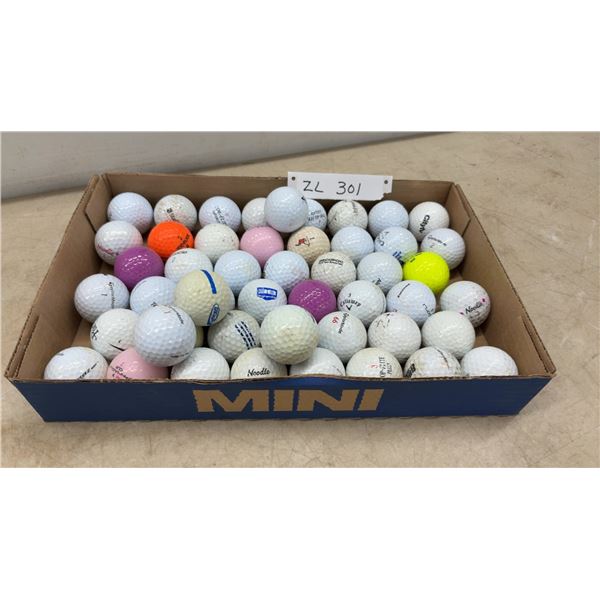 Fifty Assorted Golf Balls Including Noodle, Pinnacle, Top-Flite, Callaway, TaylorMade