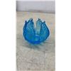 Image 9 : Vintage Glass Chip and Dip Set, Ceramic Cottage, Blue Art Glass Bowl and Johnson Bros. Dish