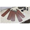 Image 4 : 5-Blade Ceiling Fan With Dark Wood Blades and 3 Frosted Fluted Glass Shades