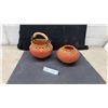 Image 1 : Handcrafted Terracotta Pots with Woven Fiber Rims and Etched Geometric Patterns, Set of 2