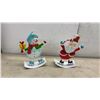 Image 2 : Summit Collection 1991 Santa on Chimney Music Box, Metal Snowman and Santa Figures, Vintage Chalk