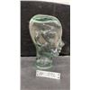 Image 1 : Green-Tinted Clear Glass Display Head Mannequin for Hats, Wigs, or Headphones, 11 1/2” Tall