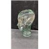 Image 3 : Green-Tinted Clear Glass Display Head Mannequin for Hats, Wigs, or Headphones, 11 1/2” Tall