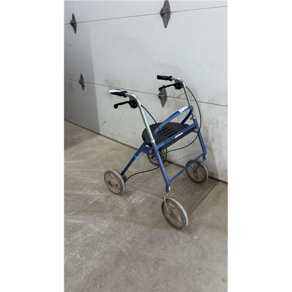 Mobilex Comfort 4-Wheeled Rollator Walker with Seat and Hand Brakes, Blue