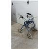 Image 1 : Mobilex Comfort 4-Wheeled Rollator Walker with Seat and Hand Brakes, Blue