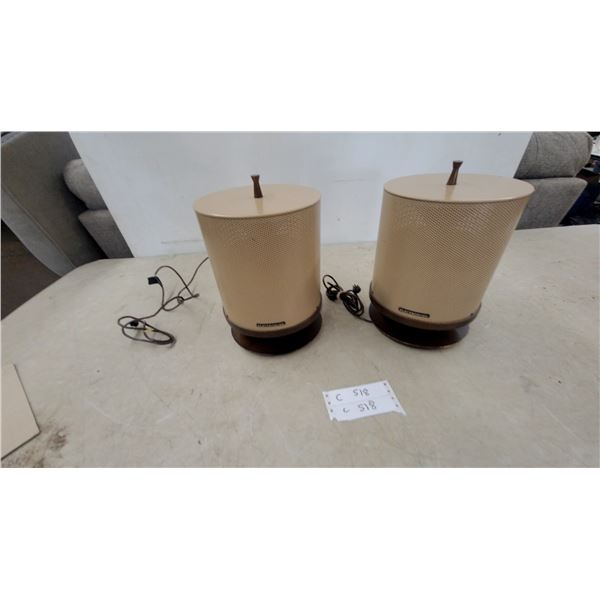 Pair of Electrophonic Speakers with Perforated Metal Grilles Vintage