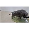 Image 2 : Bronze Buffalo Sculpture on Onyx Base with Pen Holder 12”