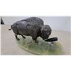 Image 3 : Bronze Buffalo Sculpture on Onyx Base with Pen Holder 12”