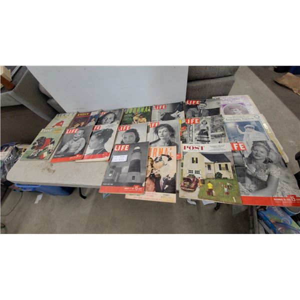 Vintage LIFE, POST, JOURNAL, VOGUE, and ILLUSTRATED LONDON NEWS Magazines, 1925-1950s