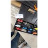 Image 3 : Slot Car Race Track Set with Carrying Case, Assorted Slot Cars, and "OIL" Can